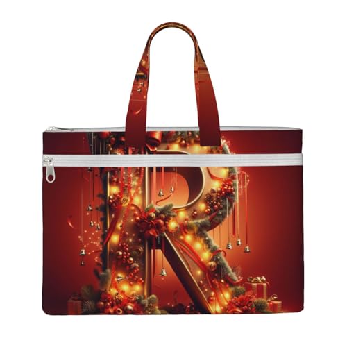 KOUUIP R Canvas Dokumententasche mit Druck, 26,7 x 38,1 cm, 2 Reißverschlusstaschen, übersichtlich für Büroakten von KOUUIP