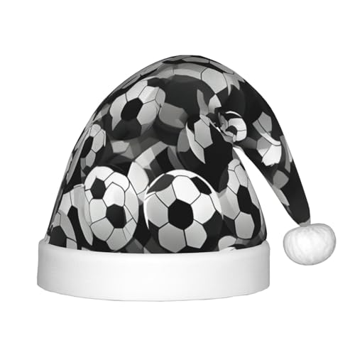 KOUUIP Schwarz-weißer Fußball-Druck, Weihnachtsmütze für Erwachsene, Weihnachtsmannmützen für Weihnachten, Neujahr, Partyzubehör KOUUIP Schwarz-weißer Fußball-Druck, Weihnachtsmütze für Erwachsene, Weihnachtsmannmützen für Weihnachten, Neujahr, Partyzubehör von KOUUIP