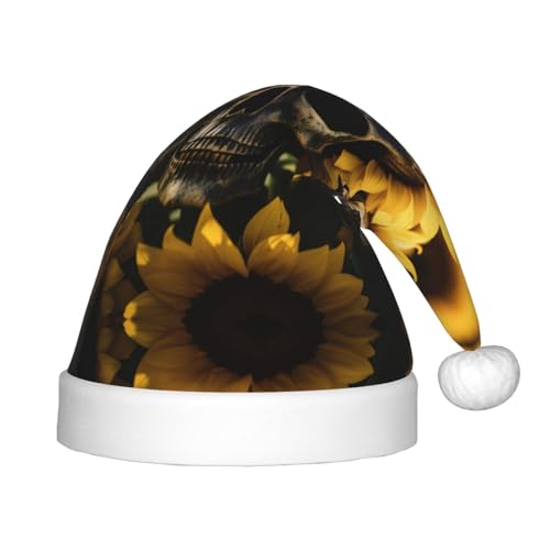 KOUUIP Sonnenblumen-Halloween-Totenkopf-Druck, Weihnachtsmütze für Erwachsene, Weihnachtsmannmützen für Weihnachten, Neujahr, Partyzubehör KOUUIP Sonnenblumen-Halloween-Totenkopf-Druck, Weihnachtsmütze für Erwachsene, Weihnachtsmannmützen für Weihnachten, Neujahr, Partyzubehör von KOUUIP