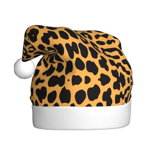 KOUUIP Weihnachtsmütze mit Leopardenmuster, lustige Plüsch-Weihnachtsmütze für Erwachsene, Weihnachtsfeier, Partyzubehör von KOUUIP