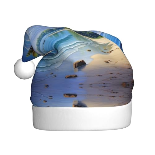 KOUUIP Weihnachtsmütze mit Sandstrand bedruckt, lustige Plüsch-Weihnachtsmütze für Erwachsene, Weihnachtsgeschenke, Hüte KOUUIP Weihnachtsmütze mit Sandstrand bedruckt, lustige Plüsch-Weihnachtsmütze für Erwachsene, Weihnachtsgeschenke, Hüte von KOUUIP