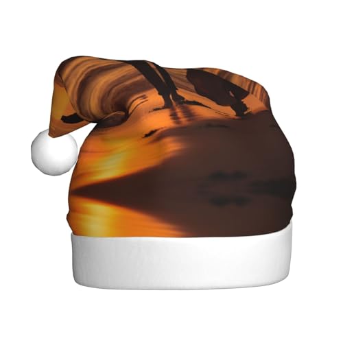 KOUUIP Weihnachtsmütze mit Sonnenuntergang und Stranddruck, lustige Plüsch-Weihnachtsmütze für Erwachsene, Weihnachtsfeier, Gastgeschenke, Weihnachtsmützen KOUUIP Weihnachtsmütze mit Sonnenuntergang und Stranddruck, lustige Plüsch-Weihnachtsmütze für Erwachsene, Weihnachtsfeier, Gastgeschenke, Weihnachtsmützen von KOUUIP
