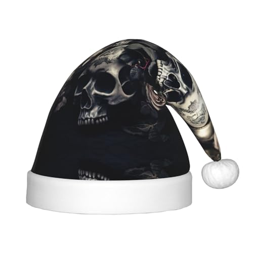 KOUUIP Weihnachtsmütze mit Zucker- und Totenkopf- und Blumendruck, für Erwachsene, Weihnachtsmannmützen für Weihnachten, Neujahr, Partyzubehör KOUUIP Weihnachtsmütze mit Zucker- und Totenkopf- und Blumendruck, für Erwachsene, Weihnachtsmannmützen für Weihnachten, Neujahr, Partyzubehör von KOUUIP