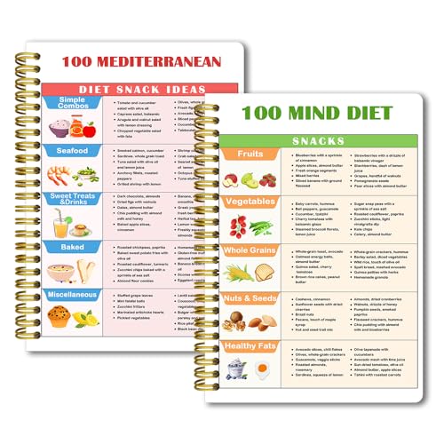 KOVESXRK 2pcs Mediterranean Dietary Guide, Snack List Double sided Printed Art Cover A5 Spiral Coil Notebook -8.3x5.5 inches, Study Notes, Daily Notes, Beautiful and Durable, Festival Gift von KOVESXRK