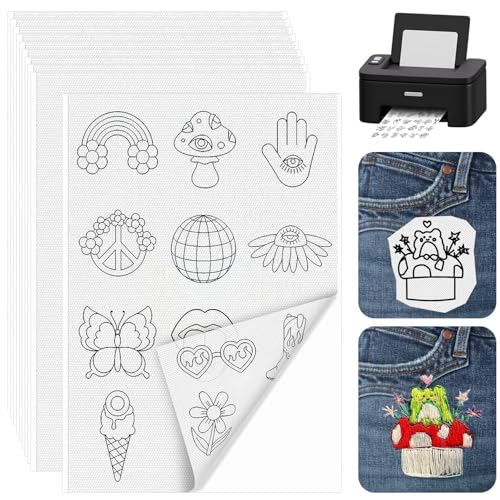 KOVSGQ Stickvlies Wasserlöslich Stickvorlagen Wasserlöslich Wasserlösliches Stickvlies Selbstklebend 10Stk A4 29.7x21cm Embroidery Paper Für Diy Sticken Maschinensticken Und Handnähen von KOVSGQ