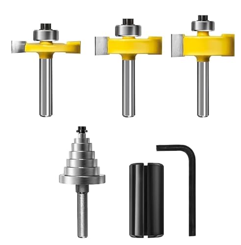 1/4 Zoll Schaft Falzfräser Bit Set, 3 Stück Hartmetallbestückte Falzfräser mit 6 Kugellagern Set, austauschbares und verstellbares Lager von KOWOOD