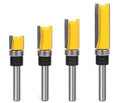 4 Stück Muster-Fräser-Bits, 1/4-Zoll-Schaft, oberes Lager, gerader Schnitt, Oberfräsen-Bit für Holzbearbeitung, verhindert Abreißen, Schnittlänge 0,6 cm, 5/8 Zoll, 7/16 Zoll, 13/16 Zoll 4 Stück Muster-Fräser-Bits, 1/4-Zoll-Schaft, oberes Lager, gerader Schnitt, Oberfräsen-Bit für Holzbearbeitung, verhindert Abreißen, Schnittlänge 0,6 cm, 5/8 Zoll, 7/16 Zoll, 13/16 Zoll von KOWOOD