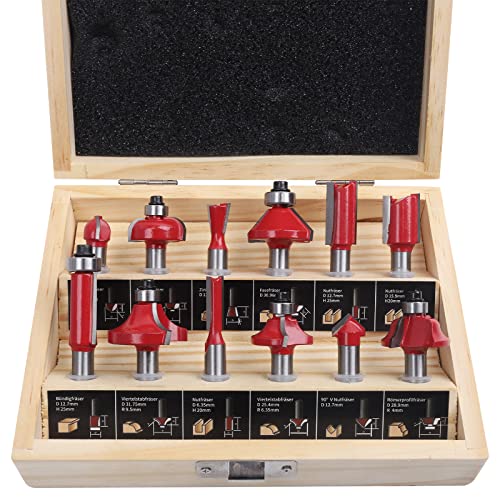 Fräser Set für Oberfräse 12 tlg Oberfräse Zubehör 8mm Schaft Holzkoffer Geschmiedeter Werkzeugstahl Oberfräser für Liebhaber der Holzbearbeitung Fräser Set für Oberfräse 12 tlg Oberfräse Zubehör 8mm Schaft Holzkoffer Geschmiedeter Werkzeugstahl Oberfräser für Liebhaber der Holzbearbeitung von KOWOOD