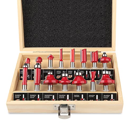 KOWOOD Fräser Set für Oberfräsen 15 tlg, Schaft 8mm Oberfräser Set Holzbearbeitung Swerkzeugen für Anfänger in Holz-Koffer,Holzfräser in Industrie-Qualität für hartes und weiches KOWOOD Fräser Set für Oberfräsen 15 tlg, Schaft 8mm Oberfräser Set Holzbearbeitung Swerkzeugen für Anfänger in Holz-Koffer,Holzfräser in Industrie-Qualität für hartes und weiches von KOWOOD