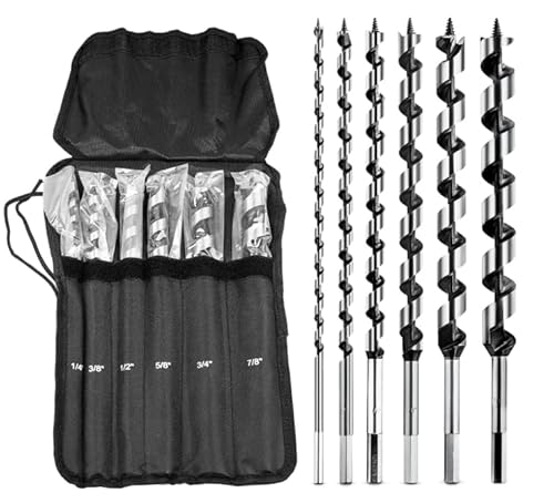 Schlangenbohrer-Set für Holz, 6,35 mm (1/4 Zoll), Sechskantschaft, Schiffsschneckenbohrer für weiches und hartes Holz, Kunststoff, Trockenbau- und Verbundwerkstoffe (40,6 cm/30,5 cm/10,2 cm), 9-teilig von KOWOOD