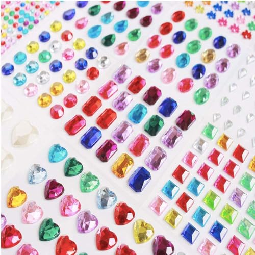 2070 Stück Edelstein-Aufkleber, Juwelen-Aufkleber, Strasssteine, für Bastelarbeiten, Aufkleber, Kristallaufkleber, selbstklebende Schmucksteine für Kunst und Handwerk, mehrfarbig, verschiedene Größen 2070 Stück Edelstein-Aufkleber, Juwelen-Aufkleber, Strasssteine, für Bastelarbeiten, Aufkleber, Kristallaufkleber, selbstklebende Schmucksteine für Kunst und Handwerk, mehrfarbig, verschiedene Größen von KOZIHOG