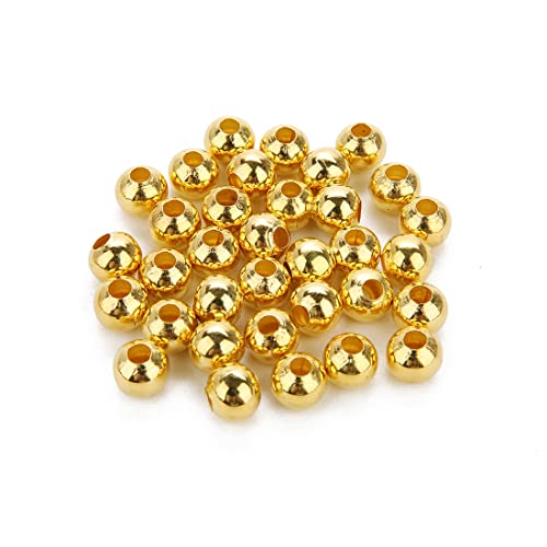 KOZOY 300 Vergoldete Kugeln Mit Einem Durchmesser Von 3 Mm, Runde Messingkugeln, Geeignet Für Die Herstellung Von DIY-Schmuck, Halsketten, Handgefertigten Accessoires Und Als Kleine Abstandskugeln. von KOZOY