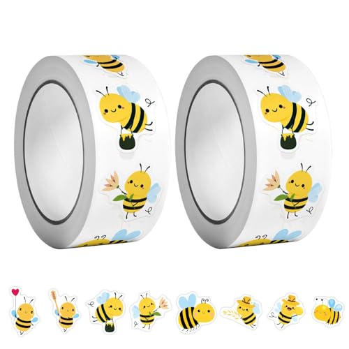 KOZOY Biene Aufkleber Niedlich Biene Aufkleber1000pcs Biene Belohnung Saufkleber Biene Aufkleber Rolle für Partygeschenke mit Tieren, Raumdekoration, Schulbedarf,Einladungen und Umschläge von KOZOY