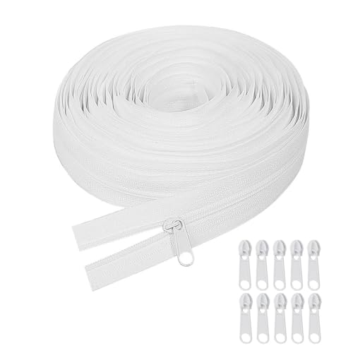 KOZOY Endlosreißverschluss mit Zipper, Endlos Reissverschluss mit Zipper, Metall Reißverschluss Endlos, 10m Lang 3cm breit Nylon Weiß Reissverschluss mit 10 Reißverschlusszügen, Meterware Reißverschlu KOZOY Endlosreißverschluss mit Zipper, Endlos Reissverschluss mit Zipper, Metall Reißverschluss Endlos, 10m Lang 3cm breit Nylon Weiß Reissverschluss mit 10 Reißverschlusszügen, Meterware Reißverschlu von KOZOY