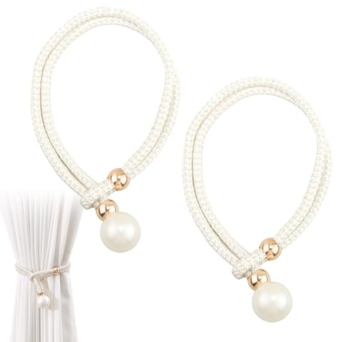 KOZOY Vorhang Raffhalter, 2 Stück Beige Vorhang Raffhalter Handgewebt aus Baumwolle, Gardinenhalter Seil Raffbänder, Vorhangbänder ohne Bohren, Curtain Rope Buckle für Wohnzimmer Schlafzimmer Balkon von KOZOY