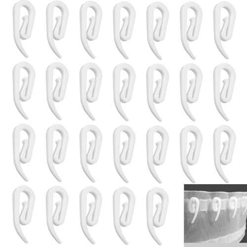 KOZOY Vorhanghaken aus Kunststoff, 100 Pcs 28 x 12 mm Universal Gardinenhaken, Weiß Faltenlegehaken, Überklipshaken für Türvorhang, Fenstervorhang, Duschvorhang, Gardinen, Vorhang, Wohnwagen KOZOY Vorhanghaken aus Kunststoff, 100 Pcs 28 x 12 mm Universal Gardinenhaken, Weiß Faltenlegehaken, Überklipshaken für Türvorhang, Fenstervorhang, Duschvorhang, Gardinen, Vorhang, Wohnwagen von KOZOY