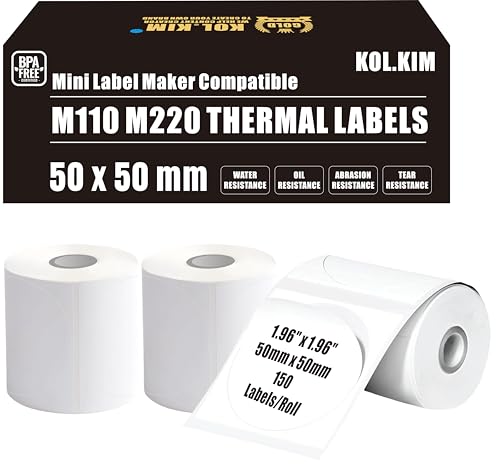 M220 Etiketten M110 Thermo-Etiketten für Phomemo-Etiketten, Druckpapier, Master-Etiketten M220 M110, Etiketten für CLABEL 221B Etikettenmacher, Klebeband, Nachfülletiketten, 50 x 50 mm, rund, weiß, 3 M220 Etiketten M110 Thermo-Etiketten für Phomemo-Etiketten, Druckpapier, Master-Etiketten M220 M110, Etiketten für CLABEL 221B Etikettenmacher, Klebeband, Nachfülletiketten, 50 x 50 mm, rund, weiß, 3 von KOl.KIM