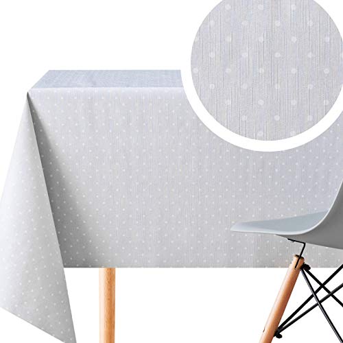 Grau Retro Wachstuchtischdecke mit Weiß Punktmuster, Abwischbare PVC Wachstuch, Rechteckige 250 x 140 cm - 8 Sitzplätze, Gepunktet Tupfen Vinyl Tischdecke, Wachstischdecke Pflegeleicht Wasserdichtes Grau Retro Wachstuchtischdecke mit Weiß Punktmuster, Abwischbare PVC Wachstuch, Rechteckige 250 x 140 cm - 8 Sitzplätze, Gepunktet Tupfen Vinyl Tischdecke, Wachstischdecke Pflegeleicht Wasserdichtes von KP HOME