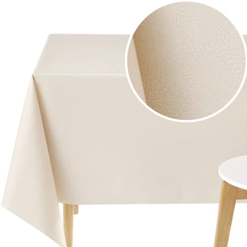 KP HOME Wachstuchtischdecke mit Strichmuster Beige Wasserdicht Wachstuch Tischdecken 200x140 Abstrakte Geometrische Wachstischdecke Vinyl PVC Tischdecke Rechteckig 140x200 Pflegeleicht Abwaschbar 2m von KP HOME