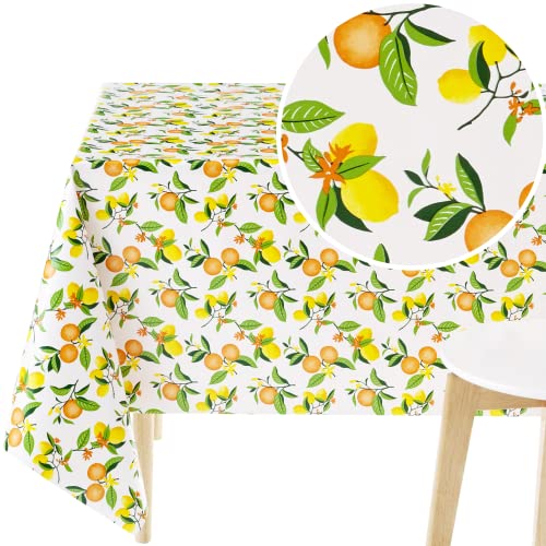 KP HOME Abwischbare PVC Tischdecke Rechteckig 200 x 140 cm, Wasserdichtes Wachstuch, Esstischdecke für Innen- und Außenbereich, Weiß mit Gelben Zitronen und Sonnigen Orangen in Tropischem Muster KP HOME Abwischbare PVC Tischdecke Rechteckig 200 x 140 cm, Wasserdichtes Wachstuch, Esstischdecke für Innen- und Außenbereich, Weiß mit Gelben Zitronen und Sonnigen Orangen in Tropischem Muster von KP HOME