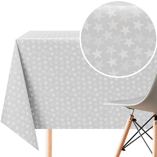 KP HOME PVC Wachstuchtischdecke Rechteckig 200x140 cm - Abwischbare Tischdecke Wasserdichtes für 6 Personen - Vinyl Tischtuch, Tischdecke Kunststoff, Grau mit weißem Sternenmuster KP HOME PVC Wachstuchtischdecke Rechteckig 200x140 cm - Abwischbare Tischdecke Wasserdichtes für 6 Personen - Vinyl Tischtuch, Tischdecke Kunststoff, Grau mit weißem Sternenmuster von KP HOME