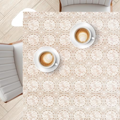 KP HOME Tischdecke Abwaschbar, Pflegeleicht Rechteckig Abwischbare PVC Tischdecke 200x137cm, Wetterfeste für Innen- und Außenbereich, Wachstuchtischdecke Wischfest Weiße Medaillon-Spitzendesign KP HOME Tischdecke Abwaschbar, Pflegeleicht Rechteckig Abwischbare PVC Tischdecke 200x137cm, Wetterfeste für Innen- und Außenbereich, Wachstuchtischdecke Wischfest Weiße Medaillon-Spitzendesign von KP HOME