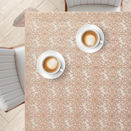 KP HOME Tischdecke abwaschbar 137x137cm, Quadratische PVC Tischdecke Goldene Medaillon - und Spitzendesign, Abwischbare Wasserfeste Esstischdecke für Innen & Außenbereiche, Wachstuchtischdecke KP HOME Tischdecke abwaschbar 137x137cm, Quadratische PVC Tischdecke Goldene Medaillon - und Spitzendesign, Abwischbare Wasserfeste Esstischdecke für Innen & Außenbereiche, Wachstuchtischdecke von KP HOME