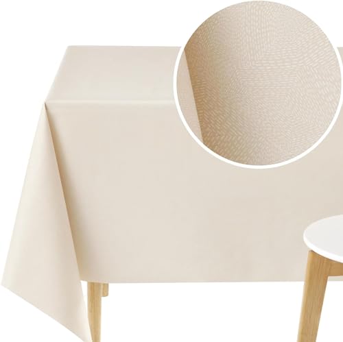 KP HOME Wasserdichte PVC-Tischdecke, quadratisch, Wachstuch, 140 x 140 cm, moderne Armaturenbrett-Linien, abwischbar, Vinyl-Tischdecke, abwischbar, 140 x 140 cm, Cremebeige KP HOME Wasserdichte PVC-Tischdecke, quadratisch, Wachstuch, 140 x 140 cm, moderne Armaturenbrett-Linien, abwischbar, Vinyl-Tischdecke, abwischbar, 140 x 140 cm, Cremebeige von KP HOME