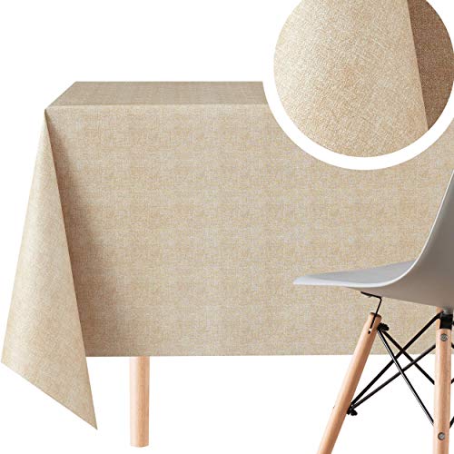 KP HOME Tischdecke Abwaschbar 200x140cm, Pflegeleicht Rechteckig Abwischbare PVC Tischdecke, Wasserfest Esstischdecke für Innen & Außenbereich, Wachstuchtischdecke in Sandbeige für 6-Personen-Tisch KP HOME Tischdecke Abwaschbar 200x140cm, Pflegeleicht Rechteckig Abwischbare PVC Tischdecke, Wasserfest Esstischdecke für Innen & Außenbereich, Wachstuchtischdecke in Sandbeige für 6-Personen-Tisch von KP HOME