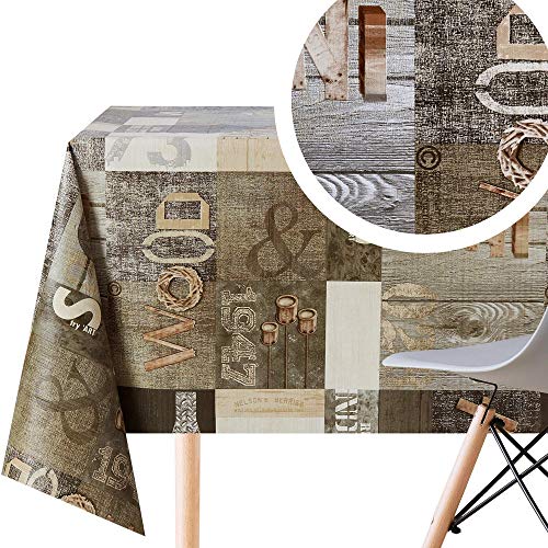 Tischdecke mit Hölzern Industriedruck - Groß Rechteckige 300 x 140 cm, Strapazierfähig, Wasserdichtes und Abwischbare Wachstuch PVC Modernem Holz Loft Kunststoff Wachstuchtischdecke in Braun Beige Tischdecke mit Hölzern Industriedruck - Groß Rechteckige 300 x 140 cm, Strapazierfähig, Wasserdichtes und Abwischbare Wachstuch PVC Modernem Holz Loft Kunststoff Wachstuchtischdecke in Braun Beige von KP HOME