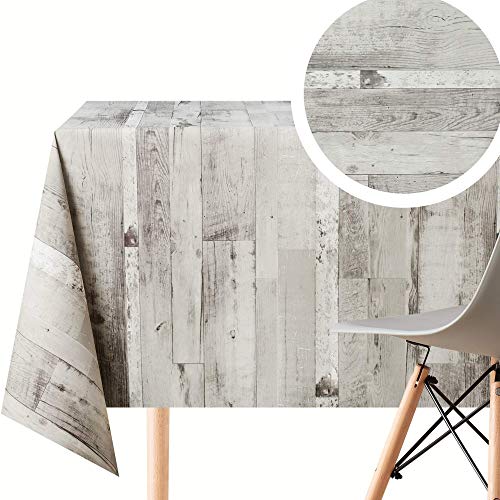 KP HOME Wachstuchtischdecke Rustikale Holz-tischdecke Vinyl Wasserdicht Wachstuch Tischdecken Abwaschbar 200x140 Grau Holzoptik Wachstischdecke Vinyl PVC Tischdecke Holzdesign Rechteckig Kunststoff von KP HOME