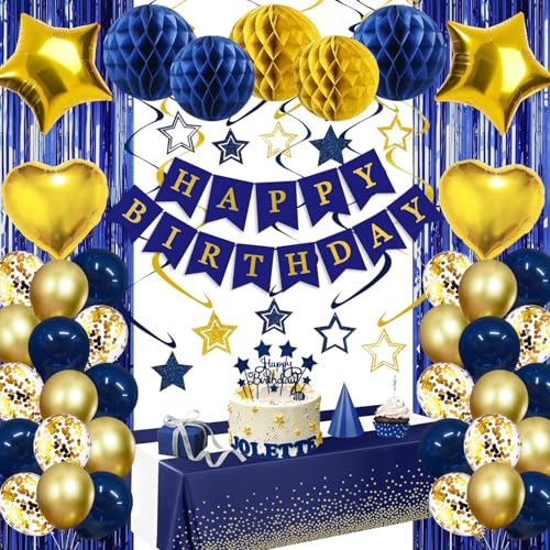 Geburtstag Party Luftballons für Jungen Männer (Marineblau Gold) von KPHLVL