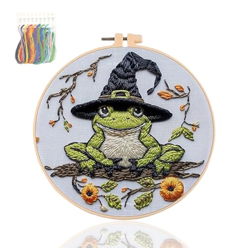 KPPFHBLI Kreuzstich Set Vorgedruckt Halloween, Komplettes Starter Set für AnfäNger, EnthäLt Stickrahmen, Englische Gebrauchsanweisung und Andere Wichtige Werkzeuge,Wohnaccessoires von KPPFHBLI
