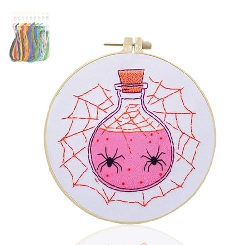 KPPFHBLI Kreuzstich Set Vorgedruckt Halloween, Komplettes Starter Set für AnfäNger, EnthäLt Stickrahmen, Englische Gebrauchsanweisung und Andere Wichtige Werkzeuge,Wohnaccessoires von KPPFHBLI