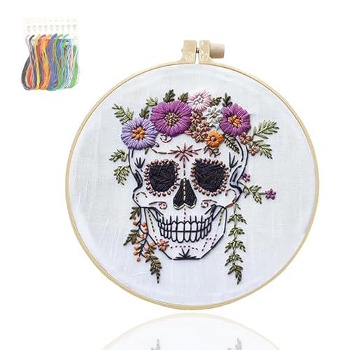 KPPFHBLI Kreuzstich Set Vorgedruckt Halloween, Komplettes Starter Set für AnfäNger, EnthäLt Stickrahmen, Englische Gebrauchsanweisung und Andere Wichtige Werkzeuge,Wohnaccessoires von KPPFHBLI