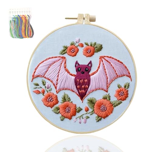 KPPFHBLI Kreuzstich Set Vorgedruckt Halloween, Komplettes Starter Set für AnfäNger, EnthäLt Stickrahmen, Englische Gebrauchsanweisung und Andere Wichtige Werkzeuge,Wohnaccessoires von KPPFHBLI