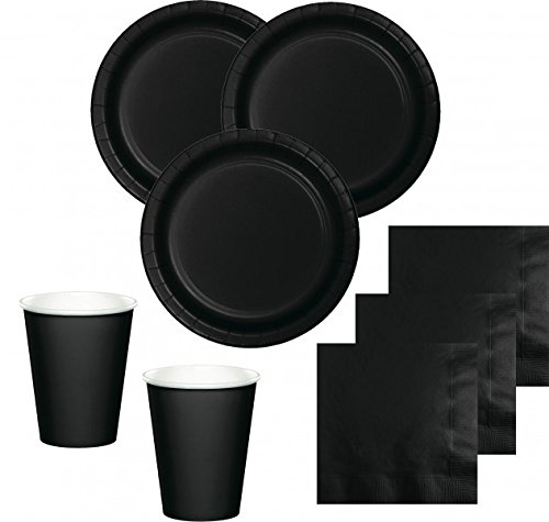 52 Teile Party Deko Set Schwarz für 16 Personen von Mcties