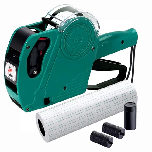 MX5500 Preisauszeichen-Pistole mit 5150 Aufkleber-Etiketten und extra Tinte, 8-stellige Etikettenhersteller für Einzelhandel, Lebensmittelgeschäft (grün) von KPX