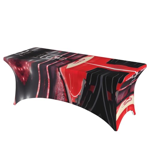 KPXXAQT Rechteckige elastische Tischdecke mit Basketball-Arenen-Druck, Heimdekoration, abwischbar, mit Fußbezügen von KPXXAQT