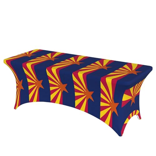 KPXXAQT Tischdecke, Motiv: Arizona-Flagge, rechteckig, elastisch, abwischbar, mit Fußbezügen von KPXXAQT