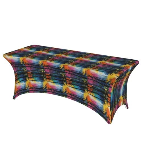 KPXXAQT Tischdecke mit Baumkunstdruck, rechteckig, elastisch, abwischbar, mit Fußbezügen von KPXXAQT