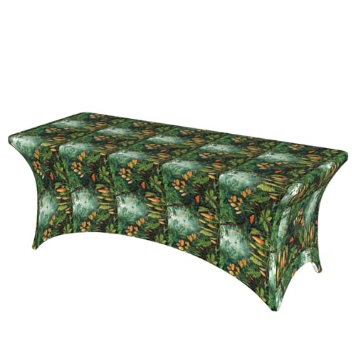 KPXXAQT Tischdecke mit Blumenblatt-Druck, rechteckig, elastisch, abwischbar, mit Fußbezügen von KPXXAQT