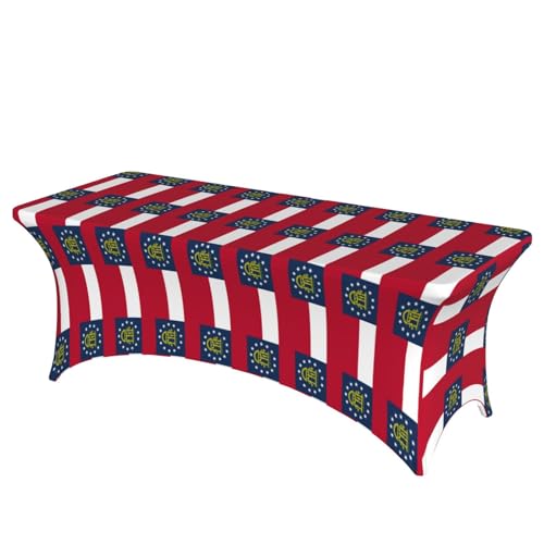 KPXXAQT Tischdecke mit Georgia-Flagge, rechteckig, elastisch, abwischbar, mit Fußbezügen von KPXXAQT