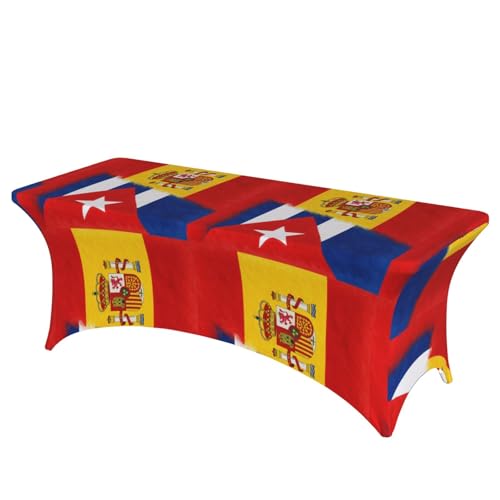 KPXXAQT Tischdecke mit Kuba- und Spanien-Druck, rechteckig, elastisch, abwischbar, mit Fußbezügen von KPXXAQT
