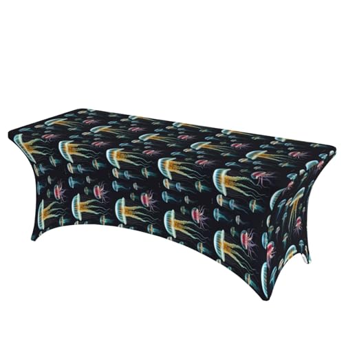 KPXXAQT Tischdecke mit Quallen-Motiv, rechteckig, elastisch, abwischbar, mit Fußbezügen von KPXXAQT