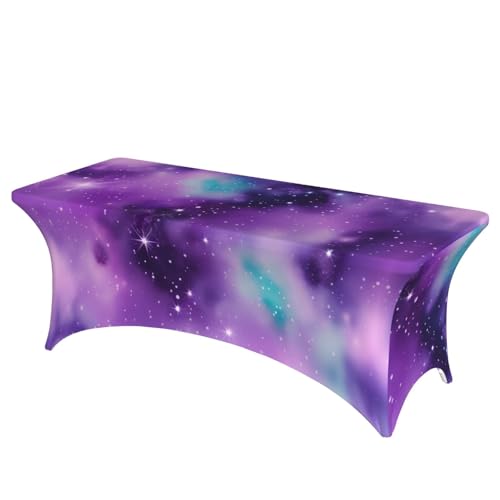 KPXXAQT Tischdecke mit magischem Galaxie-Motiv, rechteckig, elastisch, abwischbar, mit Fußbezügen von KPXXAQT