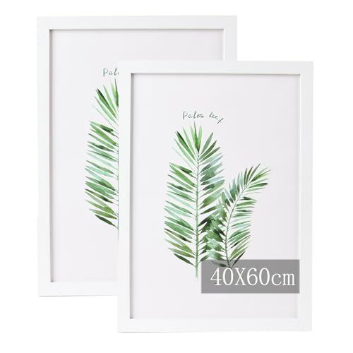 KPYZLBD 2 Stück Bilderrahmen holz 40x60cm, Mit Acrylglas für Von Kinderzeichnungen, Kunstwerken, Bilderrahmen Schwarz, Zum Aufhängen Bilderrahmen (Weiß, 40x60cm) von KPYZLBD