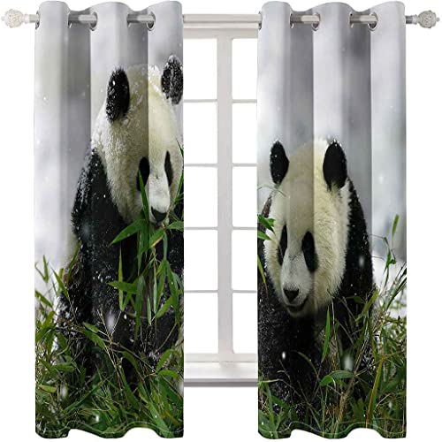 KQDMYT Superweiche Mit Ösen Vorhänge Verdunkelungsvorhänge Tierisches Panda-Muster Geräuschreduzierung Wärmeisolierender Verdunkelungsvorhänge Für Erwachsene Kinder Schlafzimmer 280x245cm von KQDMYT