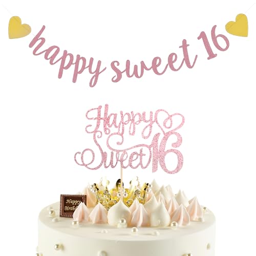 KQDRAVINE 1 Stück 16 Geburtstag Mädchen und Liebesbanner, Sweet 16,Sweet 16 Deko Kuchen Deko Geburtstag, Deko 16 Mädchen Junge, Hauspartys Jahre Party Roségold KQDRAVINE 1 Stück 16 Geburtstag Mädchen und Liebesbanner, Sweet 16,Sweet 16 Deko Kuchen Deko Geburtstag, Deko 16 Mädchen Junge, Hauspartys Jahre Party Roségold von KQDRAVINE