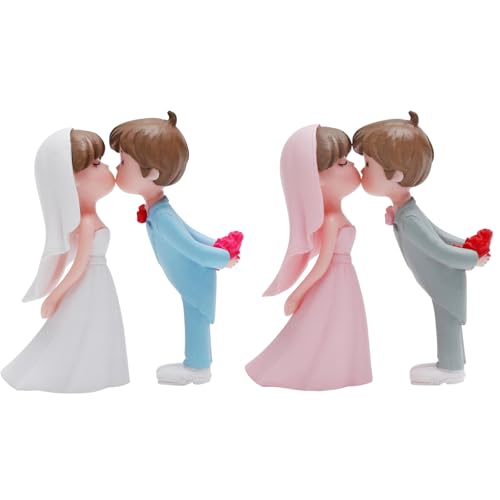 Hochzeitstorten Deko Figuren Set, 2 Brautpaare, Tortenfigur für Hochzeit und Party von KQDRAVINE
